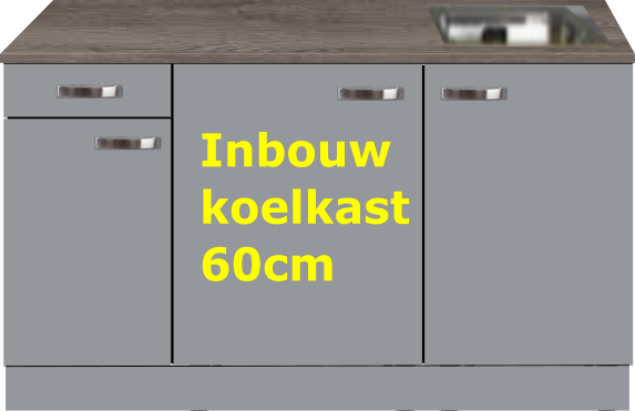 Kitchenette 160cm grijs met inbouw koelkast en stelpoten RAI-884