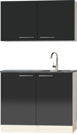 Keukenblok 100cm antraciet glans met wandkasten RAI-4473
