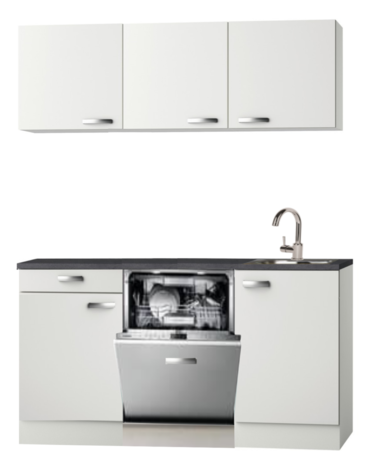 Kitchenette 150cm wit hoogglans met vaatwasser RAI-4435