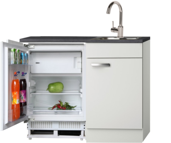 Kitchenette 100cm Lagos wit hoogglans incl inbouw koelkast RAI-258