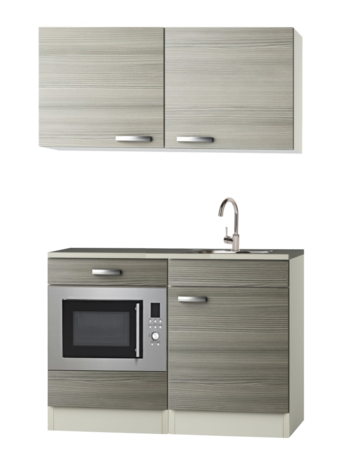 Keukenblok 100cm Grijs-bruin Vigo met wandkasten en magnetron RAI-516
