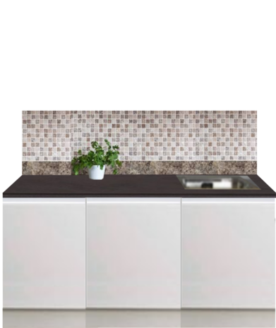 Kitchenette 170cm greeploos wit met koelkast en vaatwasser RAI-551