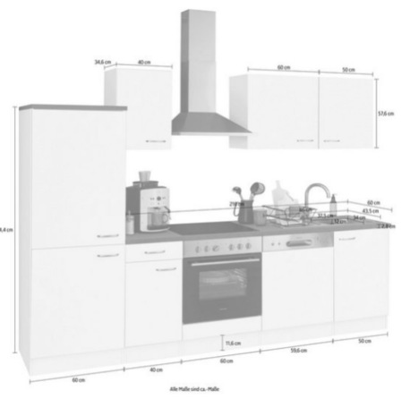 Rechte keuken 210cm met inbouw apparatuur RAI-5422
