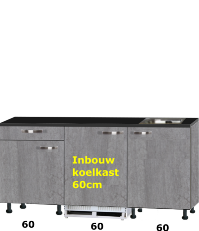 kitchenette 180cm incl inbouw koelkast RAI-430