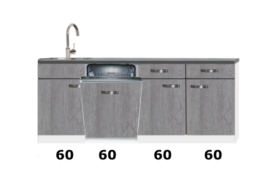 keukenblok 240cm betonlook incl vaatwasser RAI-2222