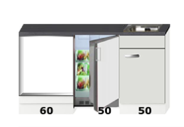 Kitchenette 160cm met oven kast en koelkast - KitchenetteOnline