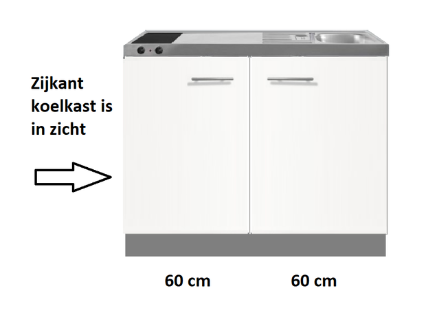 kitchenette 120 met domino keramische kookplaat en inbouw koelkast RAI-8888