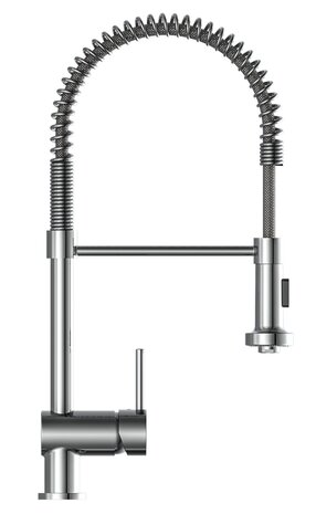 BOSTON ééngreepsmengkraan keuken met spiraalveer, chroom  hoge ronde uitloop met uittrekbare uitloop en draaibereik 360° , hoogte: ca. 52 cm  cold-start functie - koud water bij greep in de middelst