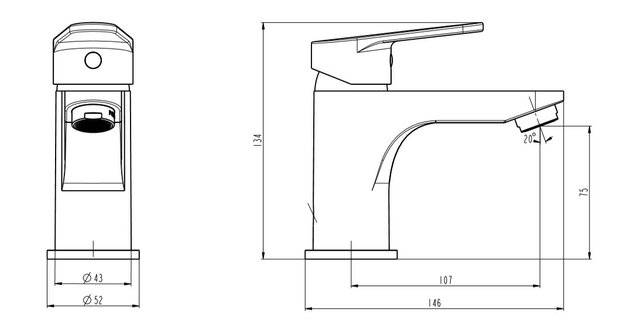 FUTURA DVGW ééngreepsmengkraan wastafel, chroom  hochwaardige verchroming volgens DIN EN 248  bijzonder stil - geluidsklasse A  geluidsarme, verwisselbare 35 mm-cartouche  1 ¼" (Ø ca. 4 cm) afvoer