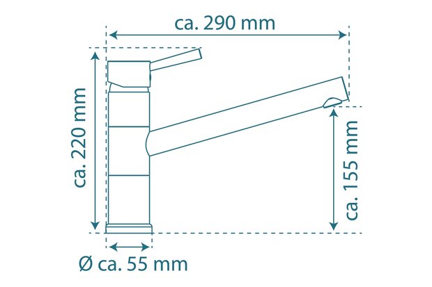 UNICORN ééngreepsmengkraan keuken, chroom  kraan met hoge uitloop en draaibereik 150°   keramische schijven  geluidsarme, verwisselbare 40 mm-cartouche met Eco-Click functie en kinderbeveiliging  