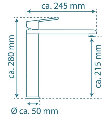 VITA ééngreepsmengkraan keuken met hoge uitloop, chroom  elegante kraan met extra hoge uitloop en draaibereik 360°  keramische schijven  geluidsarme, verwisselbare 25 mm cartouche  mousseur CASCAD