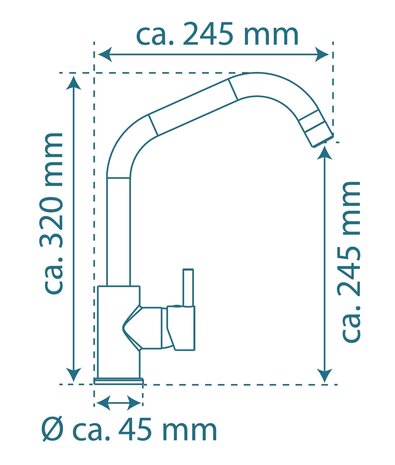 CASALLA ééngreepsmengkraan keuken met hoge uitloop, chroom  elegante kraan met hoge ronde uitloop en draaibereik 360°  cold-start functie - koud water bij greep in middelste stand  keramische schij