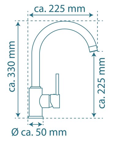 CASALLA ééngreepsmengkraan keuken met ronde uitloop, lage druk, chroom  lage druk kraan - alleen geschikt voor lage druk boilers/kleine accumulatoren (onder wastafel model)  met hoge ronde uitloop e