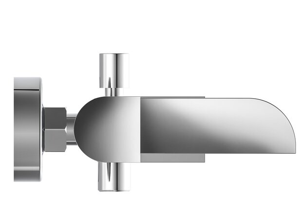 IDROVIA ééngreepsmengkraan bad met watervaluitloop, chroom  keramische schijven  geluidsarme, verwisselbare 35 mm cartouche  ½" (Ø ca. 1,9 cm) verbinding voor doucheslang  zijdelingse metalen gree