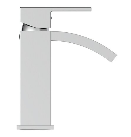 CASCATA ééngreepsmengkraan wastafel met watervaluitloop, chroom  keramische schijven  geluidsarme, verwisselbare 35 mm cartouche  flexibele metalen aansluitslangen  1 ¼" (Ø ca. 4 cm) kunststof-afv