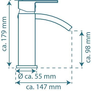 CASCATA ééngreepsmengkraan wastafel met watervaluitloop, chroom  keramische schijven  geluidsarme, verwisselbare 35 mm cartouche  flexibele metalen aansluitslangen  1 ¼" (Ø ca. 4 cm) kunststof-afv