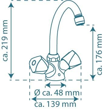 CARNEO tweegreepskraan wastafel, chroom  draaibare uitloop (360°)  ½" (Ø ca. 1,9 cm) keramisch ventiel bovenstuk  flexibele metalen aansluitslangen  intrekbare ketting voor afvoerplug  metalen gr