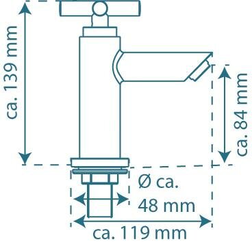 MATAO koudwaterkraan wastafel, chroom  keramisch ½ ventiel bovenstuk   metalen kruisgreep  mousseur "Made in Germany"   garantie: 5 jaar