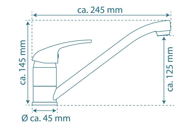 ATHOS PLUS ééngreepsmengkraan keuken, chroom  kraan met verlengde uitloop en draaibereik 360°   keramische afdichtringen  geluidsarme, verwisselbare 35 mm-cartouche  flexibele metalen aansluitslan