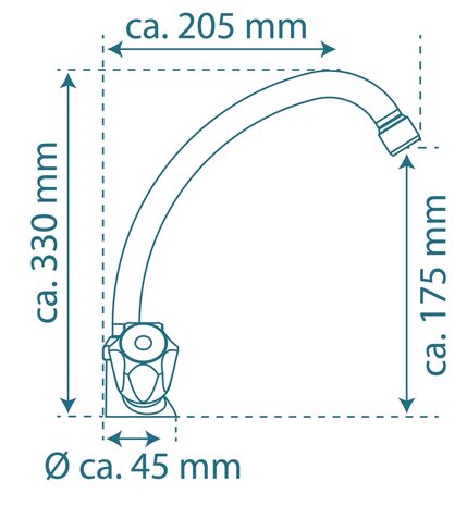 DUO MIX II tweegreepskraan keuken, lage druk, chroom  lage druk kraan - alleen geschikt voor lage druk boilers/kleine accumulatoren (onder wastafel model)  ½" (Ø approx. 1,9 cm) keramische ventiel b