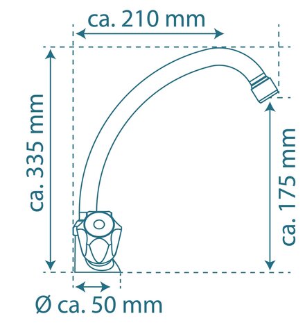 BRILLANT tweegreepskraan keuken, chroom  kraan met hoge ronde draaibare uitloop  ½ (Ø approx. 1,9 cm) keramische ventiel bovenstukken   flexibele metalen aansluitslangen  met kettingoog  BRILLAN