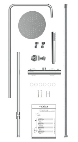 JAVA douchesysteem met thermostatische mengkraan, chroom  supervlakke hoofddouche met antikalk nozzles, hoofddouhe: Ø approx. 25 cm  handdouche met antikalk nozzles, maat: (b x l): ca. 3cm x 22 cm 