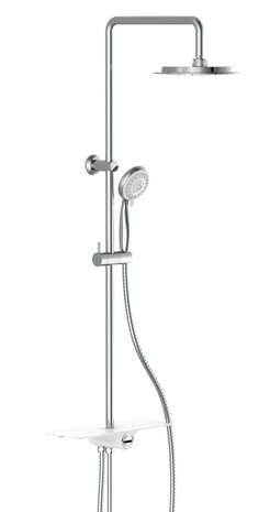 AQUASTAR hoofddouche set met planchet, chroom-wit  wellness hoofddouche met antikalk nozzles, hoofddouche: Ø ca. 24 cm  handdouche met 5 functies en met antikalk nozzles, maat: Ø ca. 10 cm  metalen