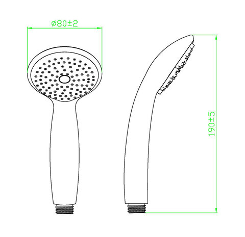 RIMINI handdouche, 1 functie, chroom  antikalk nozzles  handdouche: Ø ca. 8 cm  inclusief waterbesparende pakking-tot wel 50% minder water verbruik  ½" (Ø ca. 1,9 cm) verbinding voor doucheslang 