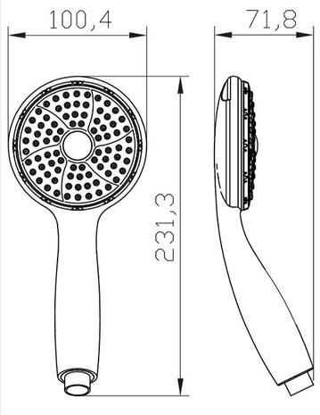 GENUA handdouche, 1 functie, chroom  nobel design: zwart-chroom  antikalk nozzles  douchekop: Ø ca. 10 cm  inclusief waterbesparende pakking-tot wel 50% minder water verbruik  ½" (Ø ca. 1,9 cm) v