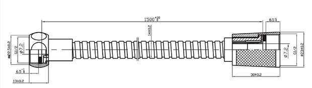 HOGAFLEX M-3 doucheslang, roestvrij staal verchroomd  lengte: ca. 150 cm  ½" (Ø ca. 1,9 cm) standaard aansluiting  inclusief waterbesparende pakking  tot wel 50% minder water verbruik  garantie: 