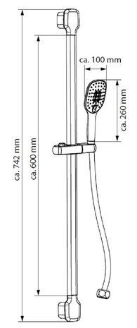HAITI II doucheset, Chroom  antikalk nozzles  handdouche met 3 functies  douchekop: Ø ca. 10 x 26 cm  metalen douchstang, lengte: ca. 74 cm  wandbevestiging  flexibele doucheslang van kunststof 