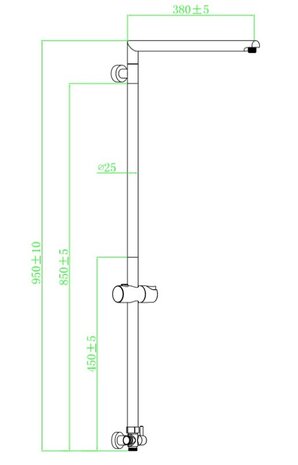 MARSEILLE douchestang voor hoofddouche, chroom  lengte: ca. 95 cm  ½" (Ø ca. 1,9 cm) aansluiting ACCESSOIRES:  omsteller (wissel van hoofddouche en handdouche)   glijder voor douchestang  garanti