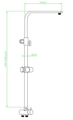 METZ douchestang voor hoofddouche, chroom  lengte: ca. 78-115 cm  ½" (Ø ca. 1,9 cm) aansluiting ACCESSOIRES:  omsteller (wissel van hoofddouche en handdouche)  glijder voor douchestang  garantie: