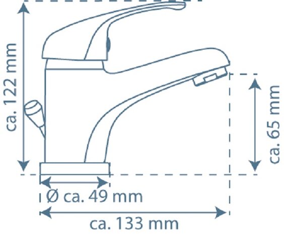 ATHOS ééngreepsmengkraan wastafel, chroom  keramische schijven  geluidsarme, verwisselbare 35 mm-cartouche  mousseur KIWA-gekeurd  flexibele metalen aansluitslangen  1 ¼" (Ø ca. 4 cm) kunststof-a