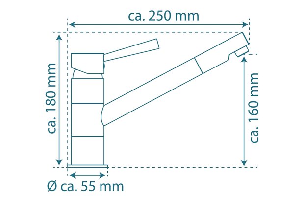 CORNWALL ééngreepsmengkraan keuken, chroom  kraan met draaibare uitloop en draaibereik 150°  keramische schijven  geluidsarme, verwisselbare 35 mm-cartouche  flexibele metalen aansluitslangen volg