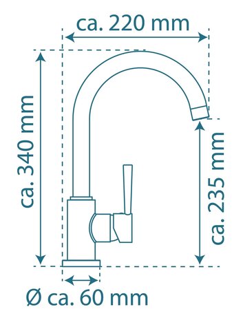 CORNWALL ééngreepsmengkraan keuken met ronde uitloop, lage druk, mat zwart  lage druk kraan - alleen geschikt voor lage druk boilers/kleine accumulatoren (onder wastafel model)  met hoge ronde uitlo