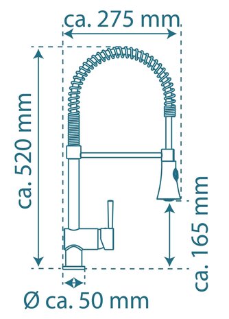 CORNWALL ééngreepsmengkraan keuken met spiraalveer, lage druk, chroom  lage druk kraan - alleen geschikt voor lage druk boilers/kleine accumulatoren (onder wastafel model)  hoge ronde uitloop en 360