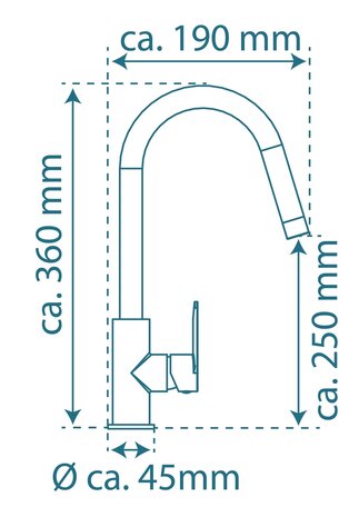 SWAN ééngreepsmengkraan keuken met ronde uitloop, chroom  elegante kraan met hoge ronde uitloop en draaibereik 360°  energiebesparing door cold start functie  keramische schijven  geluidsarme, ver