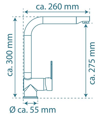 RIO ééngreepsmengkraan keuken met hoge uitloop, roestvrij staal look  elegante kraan met hoge uitloop en draaibereik 360°  cold-start functie - koud water bij greep in de middelste stand  keramisch