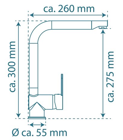 RIO ééngreepsmengkraan keuken met hoge uitloop, chroom/mat zwart  elegante kraan met hoge uitloop en draaibereik 360°  cold-start functie - koud water bij greep in de middelste stand  keramische sc