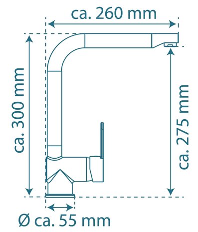 RIO ééngreepsmengkraan keuken met hoge uitloop, RVS look /mat zwart  elegante kraan met hoge uitloop en draaibereik 360°  cold-start functie - koud water bij greep in de middelste stand  keramische