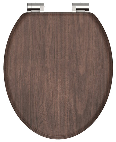 MDF WC-bril DARK WOOD met soft-close  lange levensduur: extreem onbreekbaar en krasbestendig  comfort en functie: geruisloos sluiten dankzij de automatische valrem  eenvoudig schoon te maken dankzi