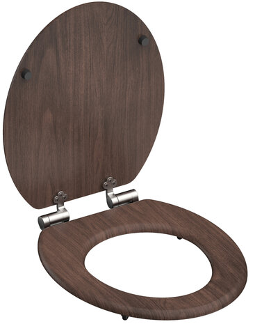 MDF WC-bril DARK WOOD met soft-close  lange levensduur: extreem onbreekbaar en krasbestendig  comfort en functie: geruisloos sluiten dankzij de automatische valrem  eenvoudig schoon te maken dankzi