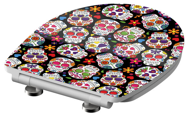 Duroplast High Gloss WC-bril CRAZY SKULL met soft-close en quick-release