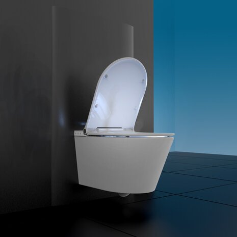 CESARI elektronische douche-WC, wandmontage, zonder spoelrand, met slim WC-zitting  billen douche + lady douche  afstandsbediening en snelkeuzetoetsen  2 instelbare gebruikersprofielen  oscilleren