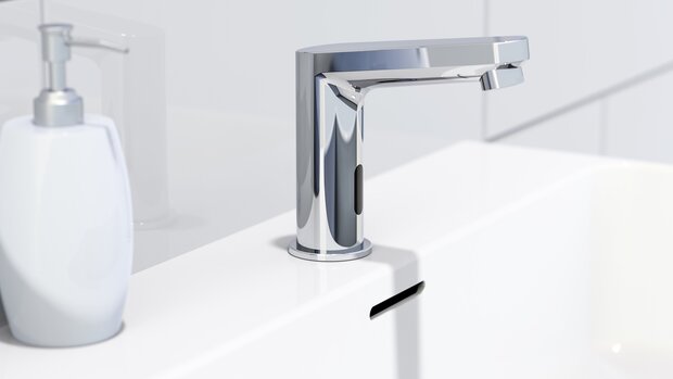 VITAL Sensor wastafelkraan, chroom  infrarood Sensor voor contactloos inschakelen  Sedal® Connect Sensor box  werkt op batterijen 4x Mignon AA LR6 1,5V, batterijen niet meegeleverd  flexibele meta