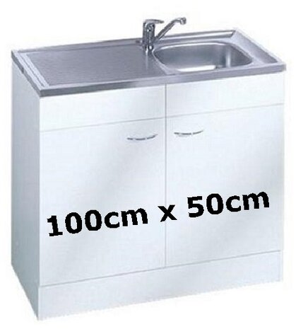 Keukenblok Klassiek 60 Wit met RVS aanrecht 100cm x 60cm RAI-0011