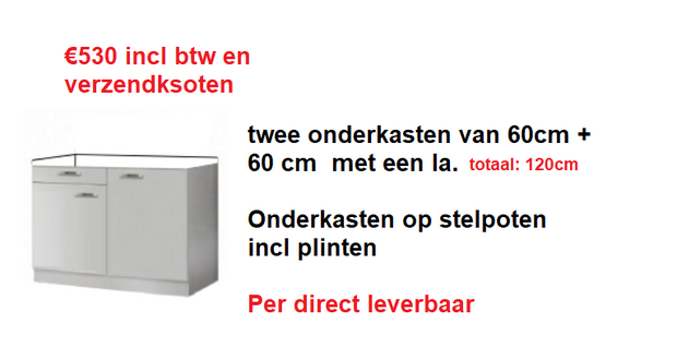 Kitchenette onderkasten Ida 120cm met een la RAI-00909