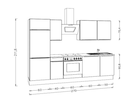 Keuken Faro Antraciet 270cm OPTI-1199