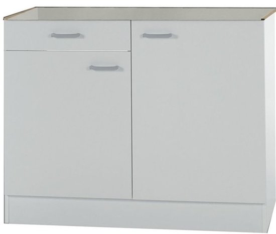 Keukenblok Klassiek 60 Wit met een la, RVS aanrecht 100 cm x 60 cm SPLSO106-6-42